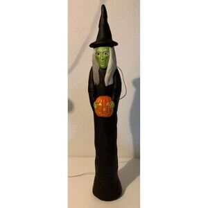 VTG 36" Pencil Witch Candle Stick Blow Mold Halloween Featherstone Skinny READ